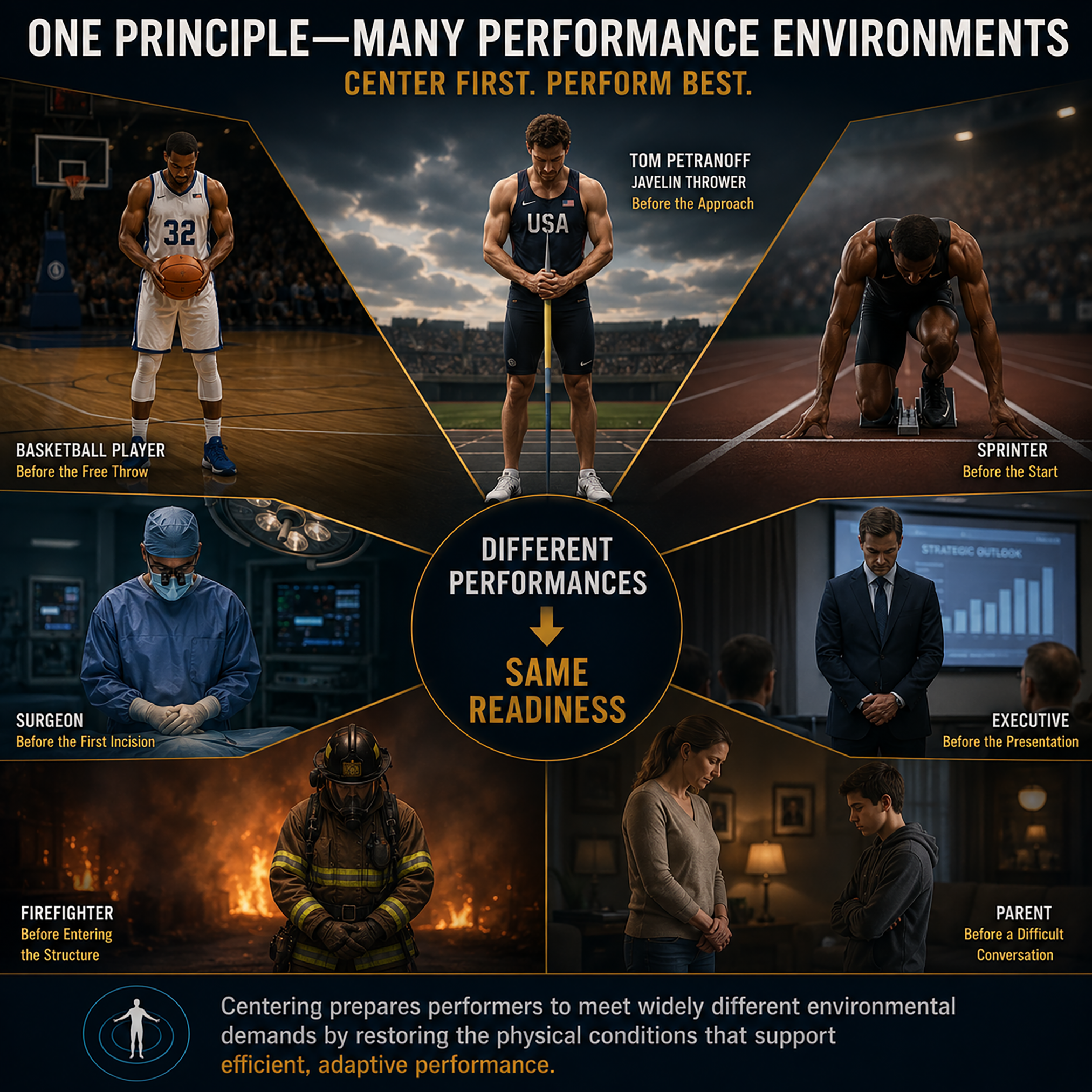 One principle, many performance environments — Center first. Perform best.